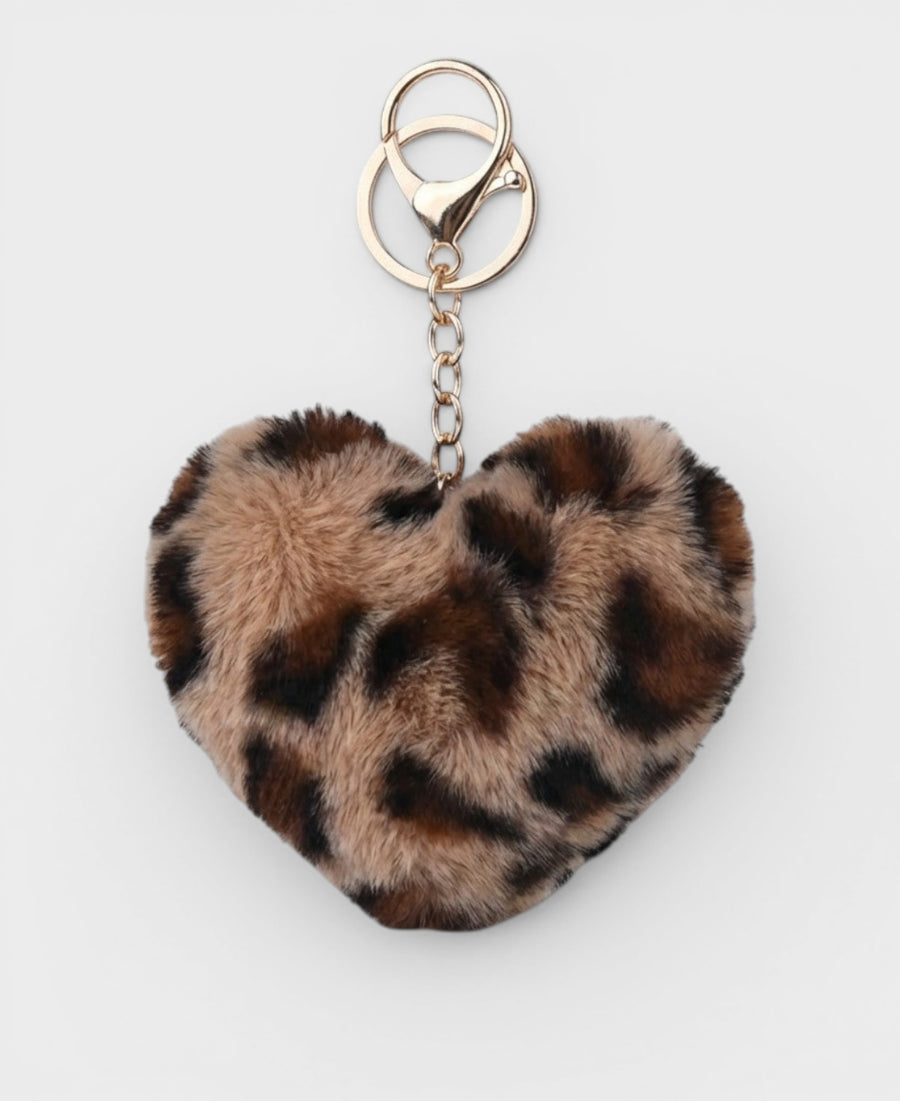 Mocha – Leopard Heart Plush – Bag Charm