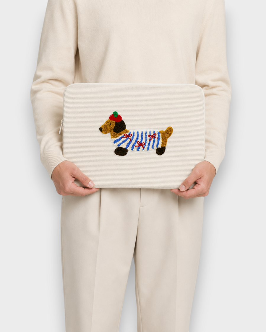 Pip – Ivory Embroidered – Laptop Sleeve 15" & 16"
