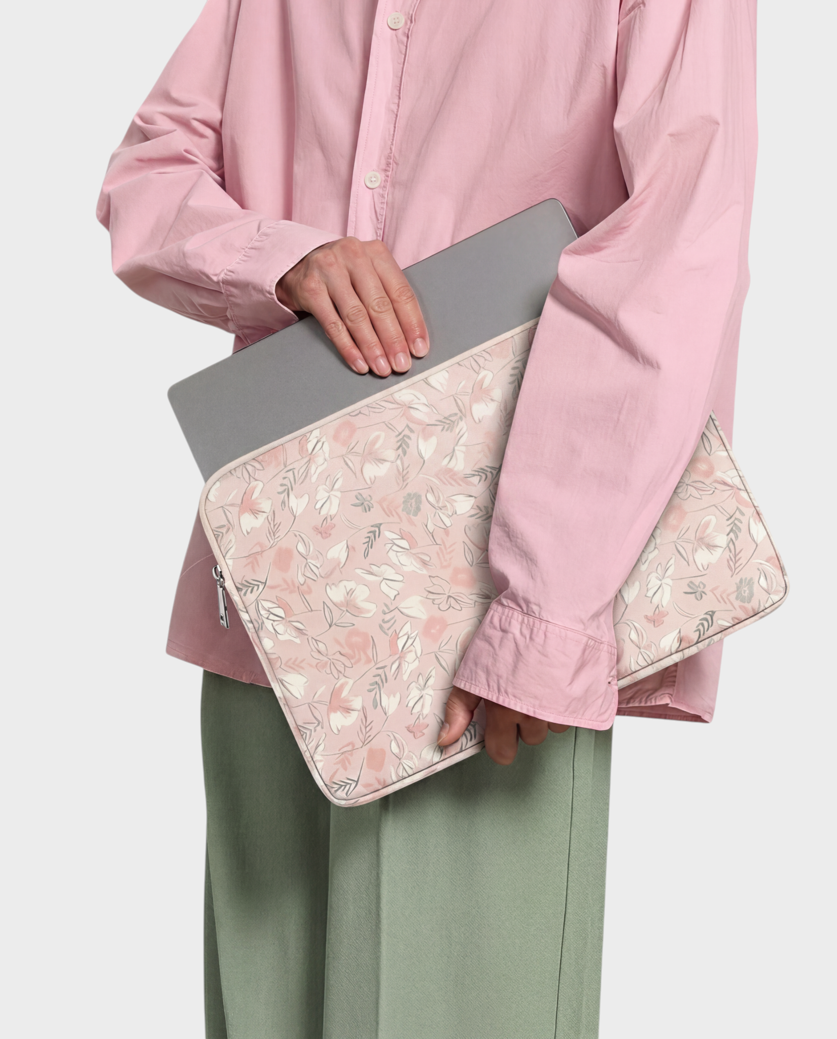 Image of Bloom laptop sleeve 15-16 inch blush pink floral – Komye (view 1)