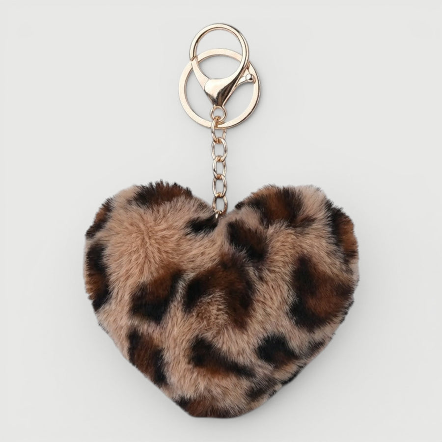 Mocha – Leopard Heart Plush – Bag Charm