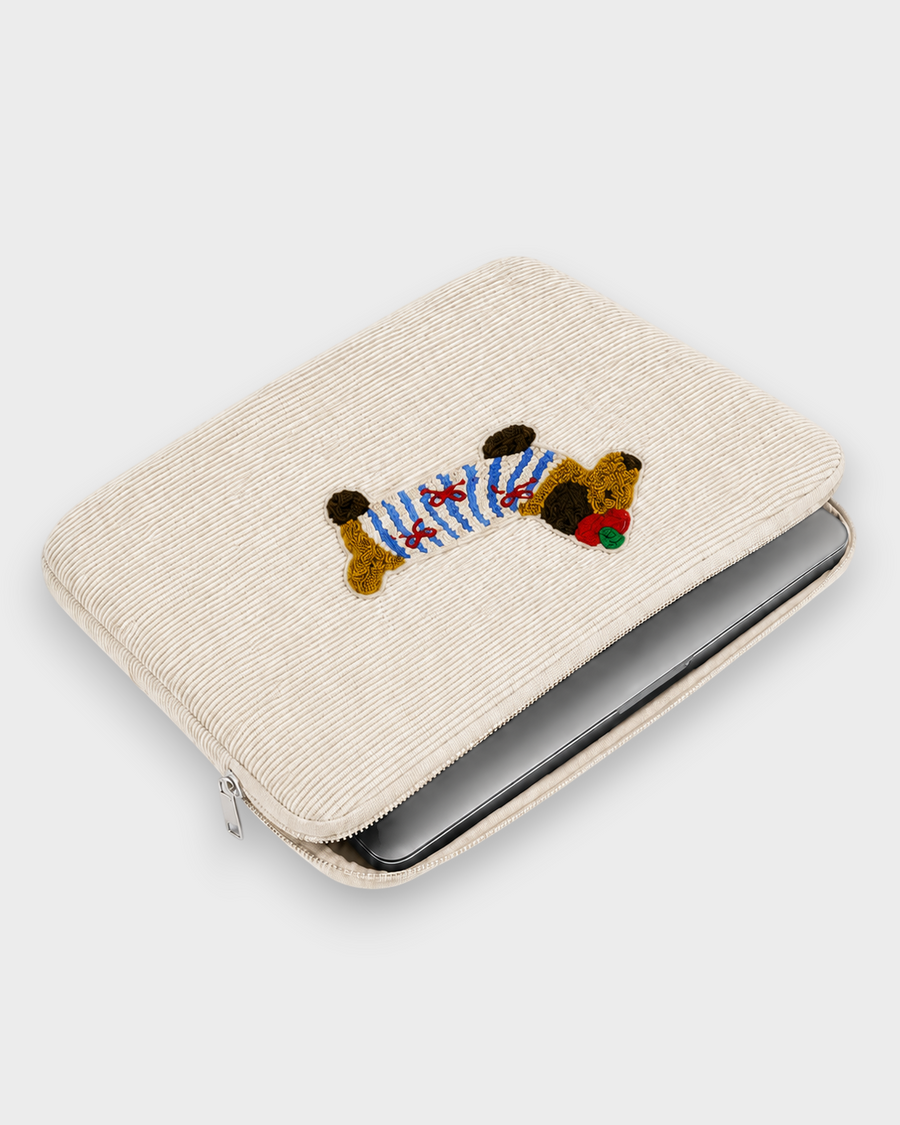 Pip – Ivory Embroidered – Laptop Sleeve 13" & 14"