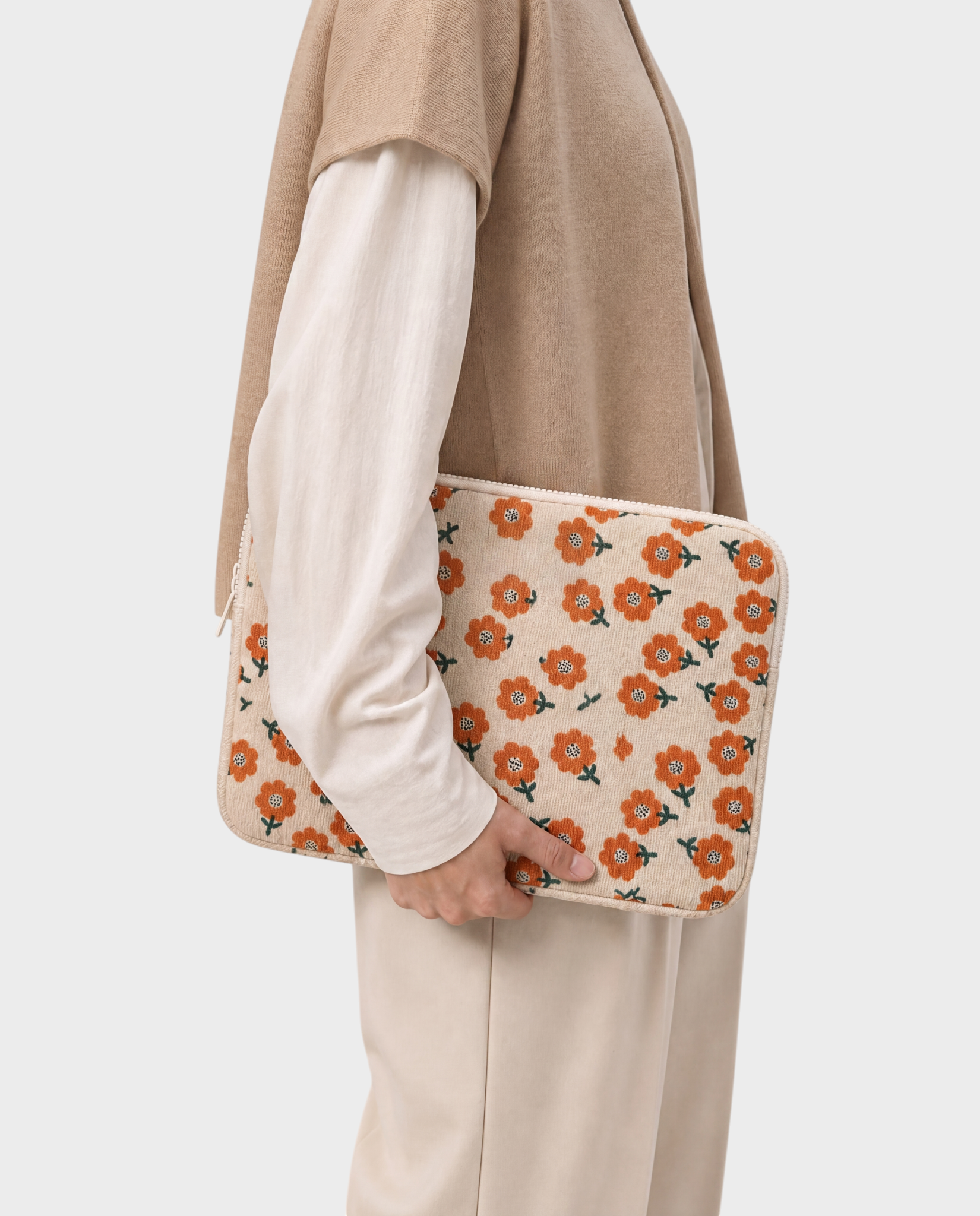 Image of Poppy laptop sleeve 15-16 inch coral – Komye (view 1)